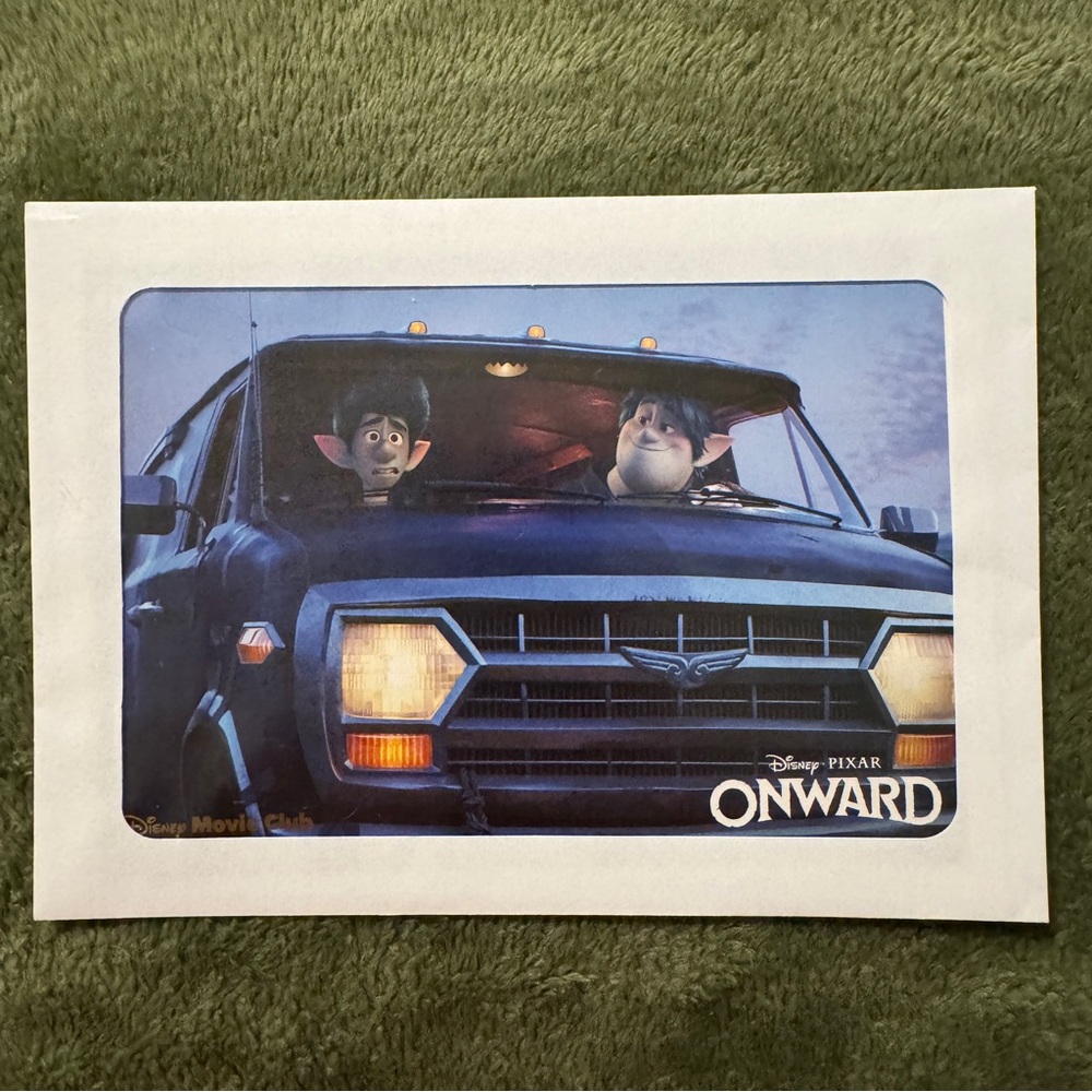 Disney Lithograph Onward Print Featuring Blue Van with Yellow Lights